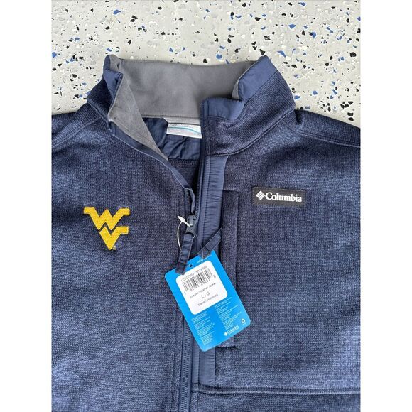 NWT Columbia Blue Sweater Weather Pullover Fleece Jacket L West Virginia - Picture 2 of 2